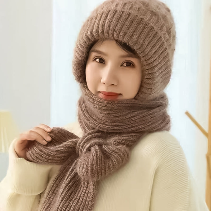 HatScarf | Damen gestrickte warme Mütze und Schal