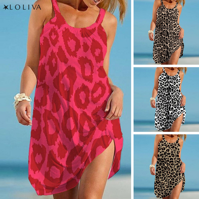 Loliva's - Amorie® - Midi jurk met luipaardprint