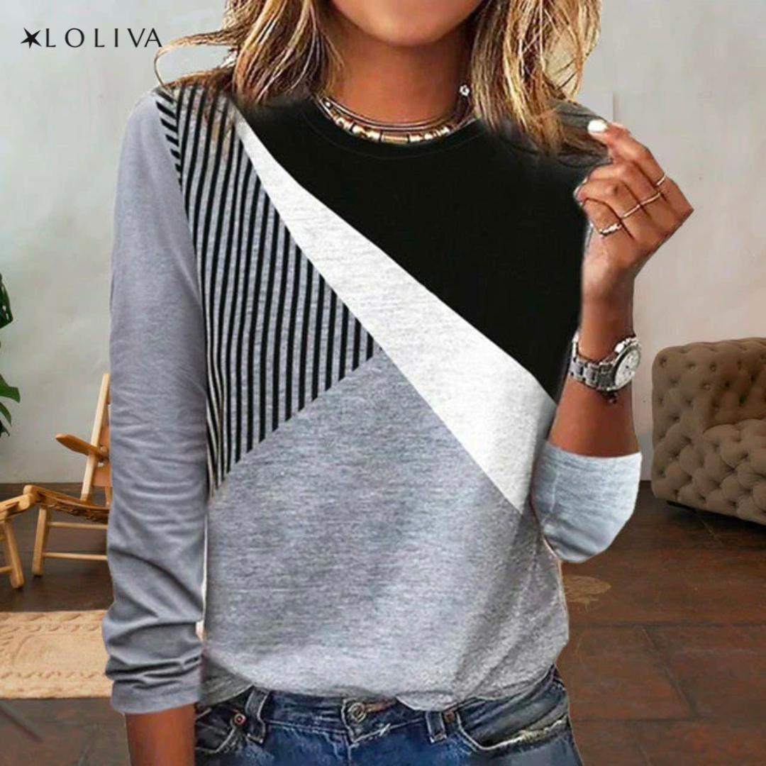 Loliva's - Athala® | Contrastkleurig Casual T-shirt!