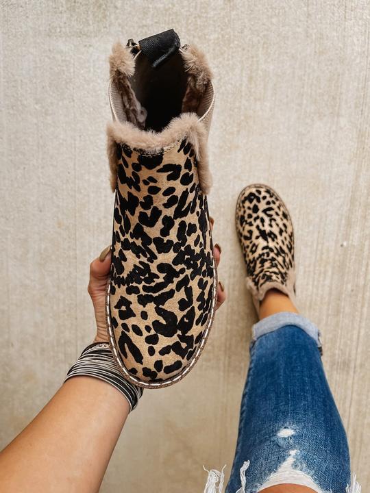 Carro Moda | Leopard Pluche Enkellaarsjes