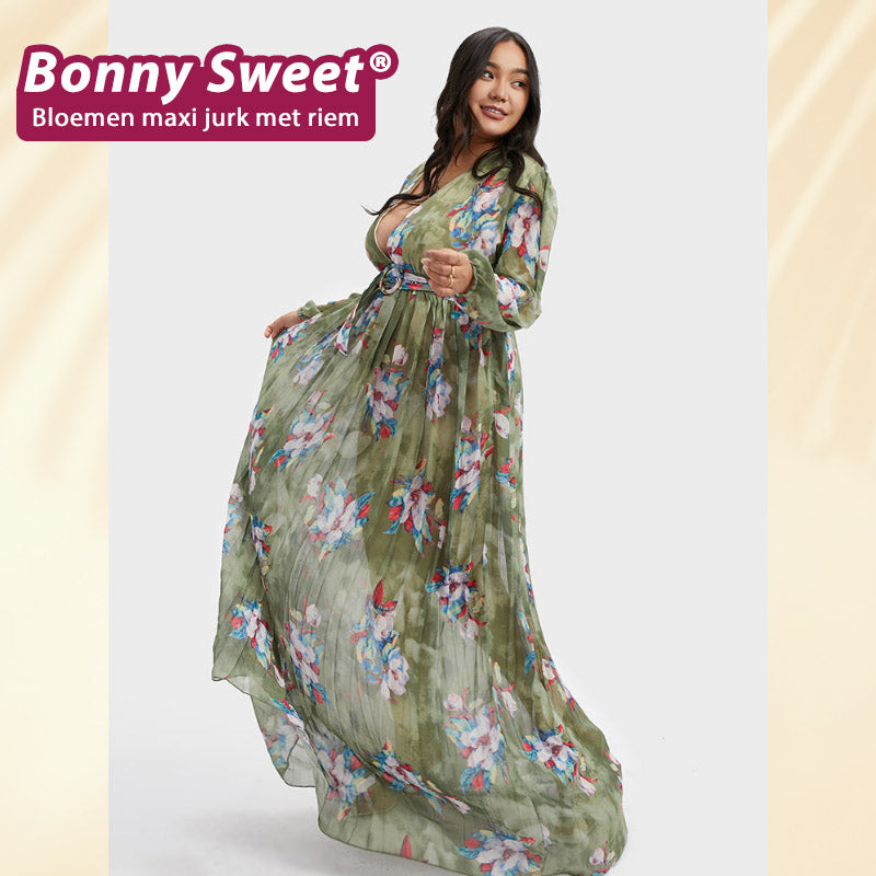 Bonny Sweet® | Bloemen maxi jurk met riem