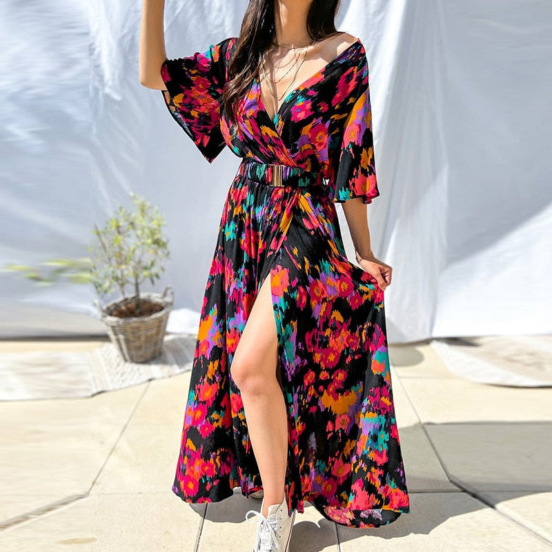 Rochelle Jurk™ | High Slit Maxi Dress